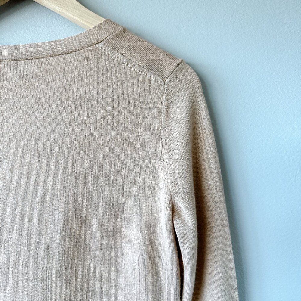 Lord & Taylor 100% Extra fine merino wool cardigan XXS tan beige - Picture 13 of 15